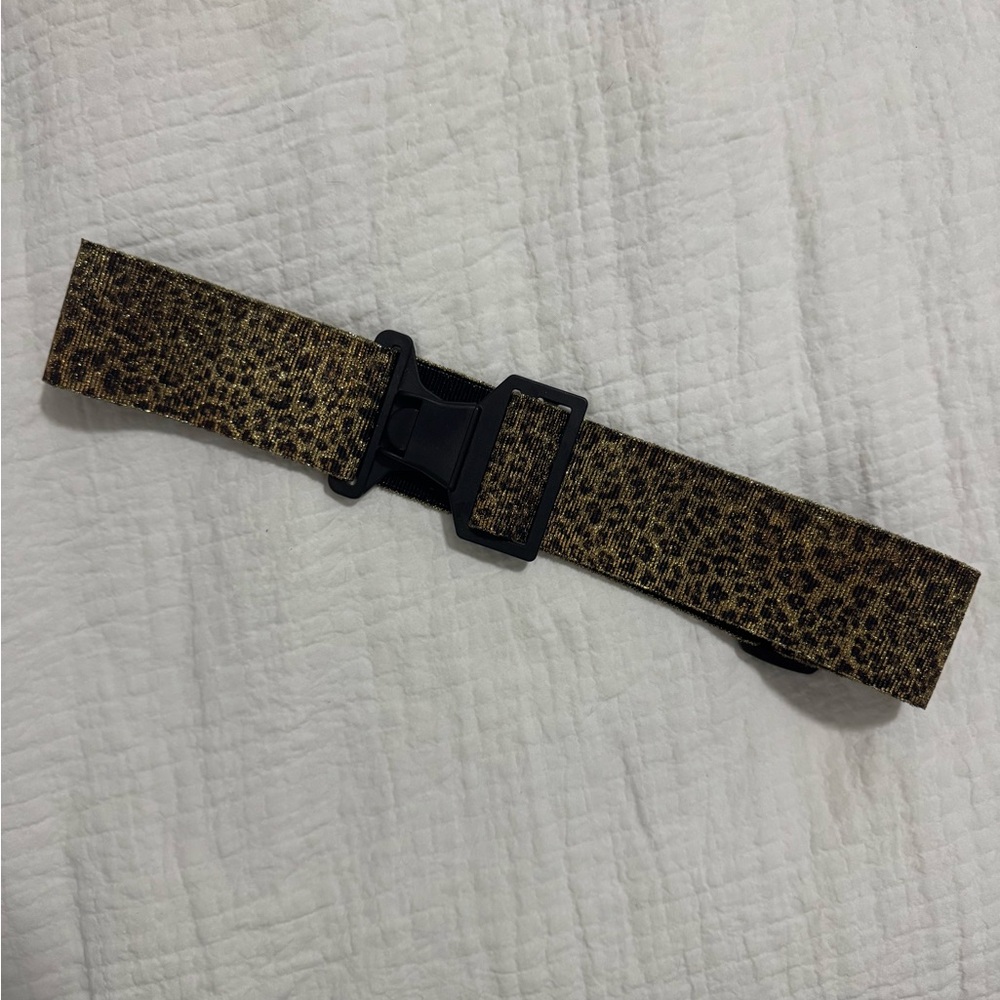 Leopard Print Belt with Black Buckle